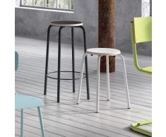 Tabouret bas vintage en métal et bois - Collège