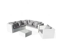 Salon de jardin en Poly rotin tissè exterieur ORLANDO blanc 5 places