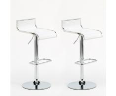 2 Taburetes par séjour péninsule blanc couple réglable repose-pieds