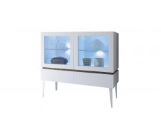 Bahut vitrine 2 portes 2 tiroirs laqué blanc mat - Galatik
