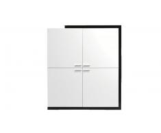 Lafeta - Meuble de rangement design 4 portes noir/banc laqué