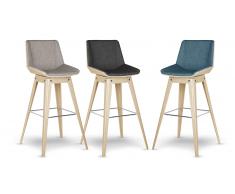 Tabouret de bar design pieds bois, assise 75 cm - Nackka
