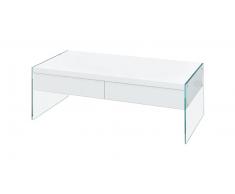 Table basse moderne - Crystalline - avec pieds en verre et 2 tiroirs