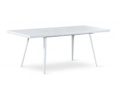Table de salle à manger rectangulaire blanche avec rallonge - Cathya Solde