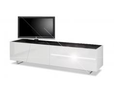 Lefty - Meuble TV design laqué blanc et ardoise + luminaire Solde