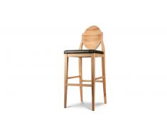 Lot de 2 tabourets de bar médaillon bois massif, assise 77 cm - Viktor