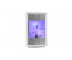 Vitrine laquée blanc mat et béton - Solna