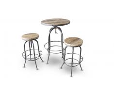 Tabouret de bar style industriel bois métal, assise 64/84 cm - Malaga