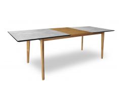 Table à diner scandinave effet béton avec rallonge bois - Svartan Solde