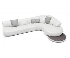 Canapé d'angle en cuir 5 places design Whistle avec tablette Solde