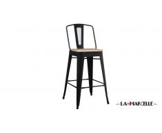 Tabouret de bar tôle design industriel, assise 79cm - La Marcelle