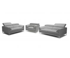 Salon cuir canapé 3 places + 2 places +fauteuil - Oppland