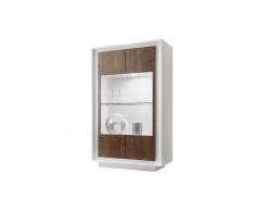 Vitrine laquée blanc mat et chêne cognac - Solna