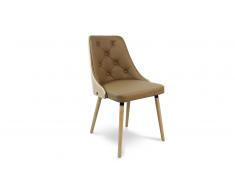 Chaise moderne capitonnée pieds bois - Bergame