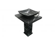 Vasque sur pied en marbre noir - Selina Solde