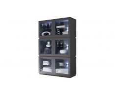 Vitrine 6 portes laqué gris mat - Galatik