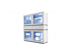 Vitrine 4 portes 2 tiroirs laqué blanc mat - Galatik