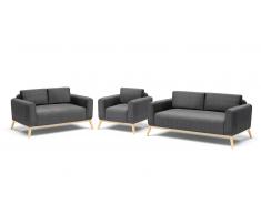 Salon design canapé 3 places + 2 pl + fauteuil -Talath