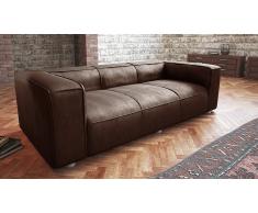 Canapé retro Morys 3.5 places aspect cuir vieilli vintage
