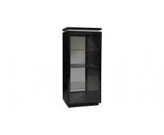 Vitrine - Atract - meuble 1 porte design noir laqué avec luminaire