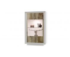 Vitrine laquée blanc mat et bois Pero - Solna