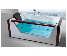 Baignoire hydromassante acrylique, verre et bois Monica