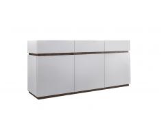 Bahut 3 portes 3 tiroirs design laqué blanc mat - Galatik
