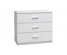 Commode design blanche 3 tiroirs - Pranea Solde