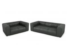 Salon retro 3.5 + 2 places aspect cuir vieilli - Morys