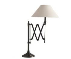 Lampe de chevet accordéon en métal et abat-jour en coton H 63 cm COLOGNE