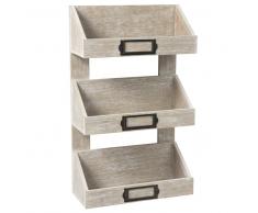 Rangement mural gris effet blanchi