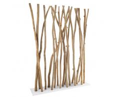 Paravent en métal blanc et branches de teck SPERONE