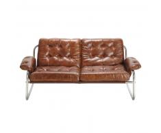 Banquette vintage 2 places en cuir marron Gary
