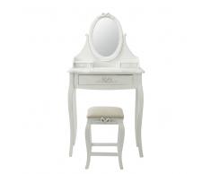 Coiffeuse + tabouret en bois blanc L 70 cm Charlotte