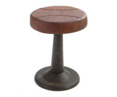 Tabouret en cuir et métal marron TEAM