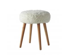 Tabouret en fausse fourrure blanche PIN'UP