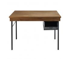 Bureau indus 1 tiroir en chêne massif et métal noir Hipster