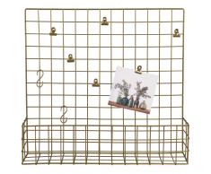 Pêle-mêle rangement mural en métal doré 50x45