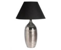 Lampe en céramique argent et abat-jour noir H 80 cm COLLECTIONNEUR
