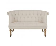 Banquette capitonné à roulettes 2 places en coton beige Constantin