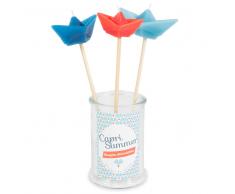 3 bougies sur bâtonnets + bocal en verre MATELOT