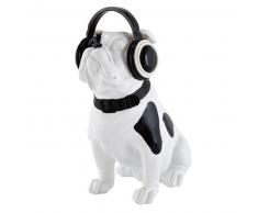 Statuette chien noir/blanc H 33 cm BULLDOG ROCK