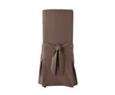 Housse de chaise avec nœud en coton taupe Margaux