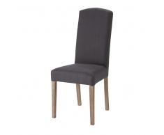 Housse de chaise en lin anthracite Alice