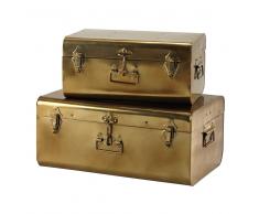 2 malles en métal bronze L 44 cm et L 56 cm AURELIA