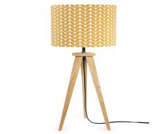Lampe trépied en bois avec abat-jour à motifs H 58 cm BERLIN