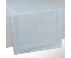 Chemin de table en coton et lin bleu L 150 cm LISBONNE