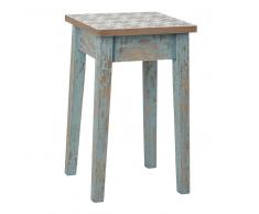 Tabouret en bois patiné bleu ARMELLE