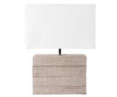 Lampe en manguier et abat-jour en tissu H 32 cm LAGON