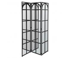 Paravent 3 vantaux miroir en métal noir LOTHAIRE